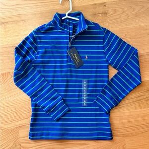 POLO Ralph Lauren Striped Cotton Quarter-Zip Pullover Shirt. NWT!